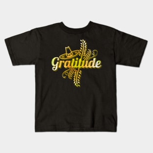 Wheat Ear Pilgrims Hat Gratitude Thanksgiving Kids T-Shirt